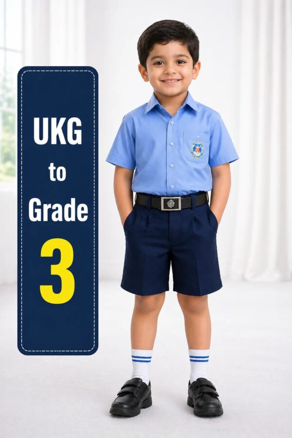 Boys Uniform – Half Sleeve Shirt & Shorts (UKG to Grade 3)