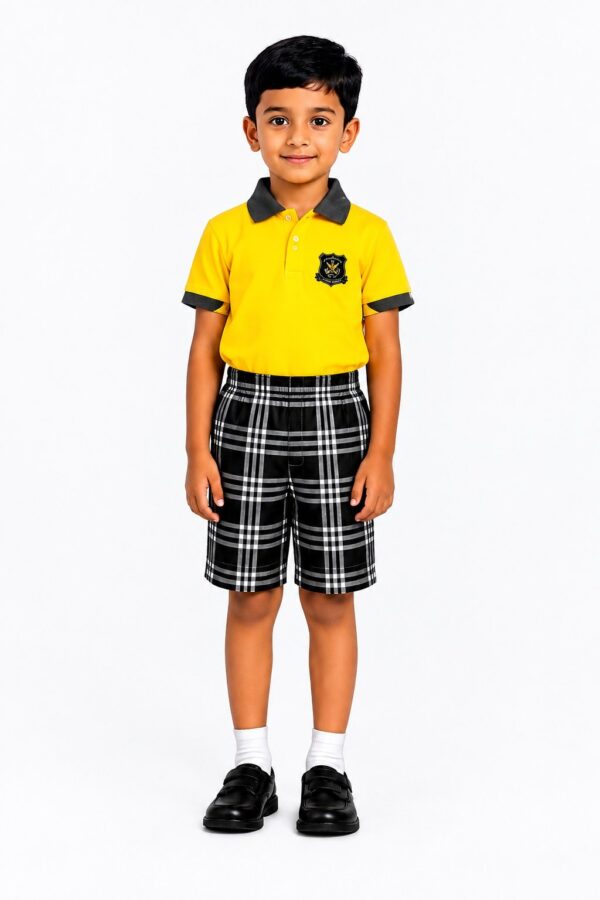 Boys Uniform – Yellow Polo T-Shirt & Checked Shorts